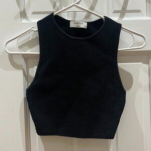 Aritzia Babaton Sculpt Knit High-Neck Cropped Tank Top in Black, XS